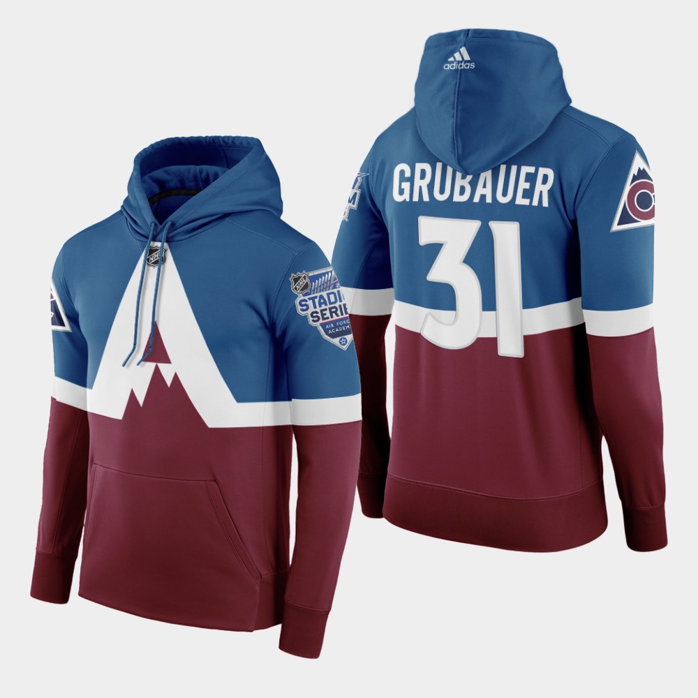 Adidas Colorado Avalanche #31 Philipp Grubauer Men's Burgundy 2020 Stadium Series Hoodie